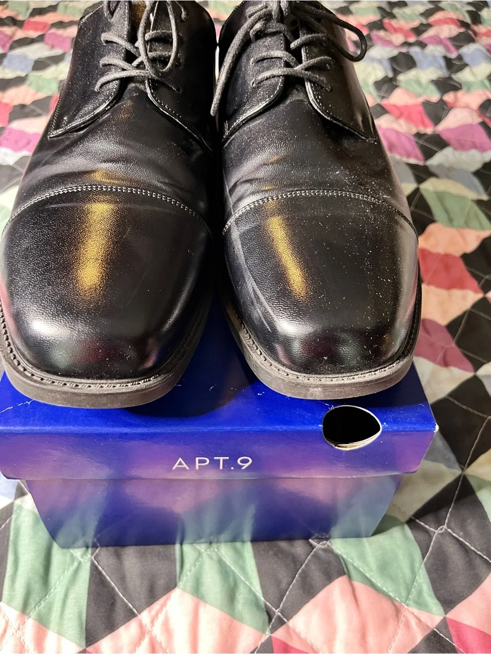APT. 9 Men's Black Leather Dress Oxfords-Size 12